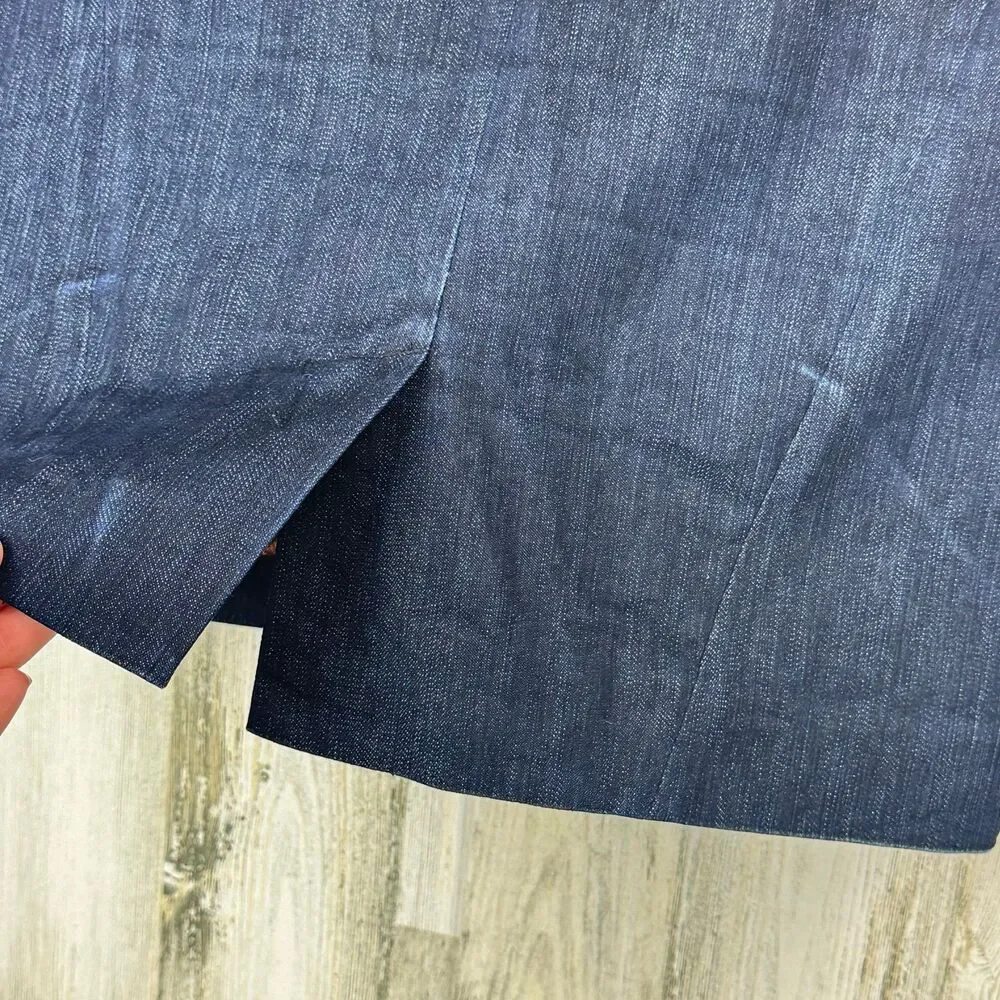 Anthropologie Leifsdottir Mini Blue Denim Pencil Skirt 100% Silk Lining Size 6